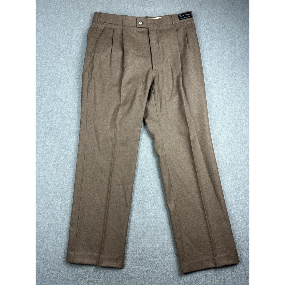 Vintage Jordache Dress Pants Mens 36(34)x31 Brown Wool Pleated Classic Trousers
